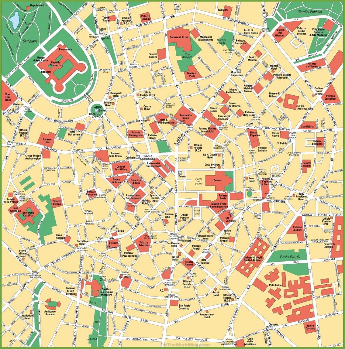 peta bandar milan itali